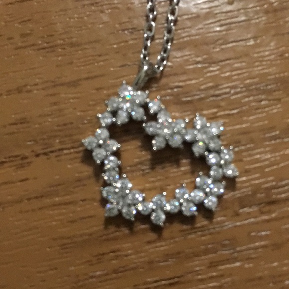 Rhinestone Flowers Heart Necklace - Picture 1 of 5